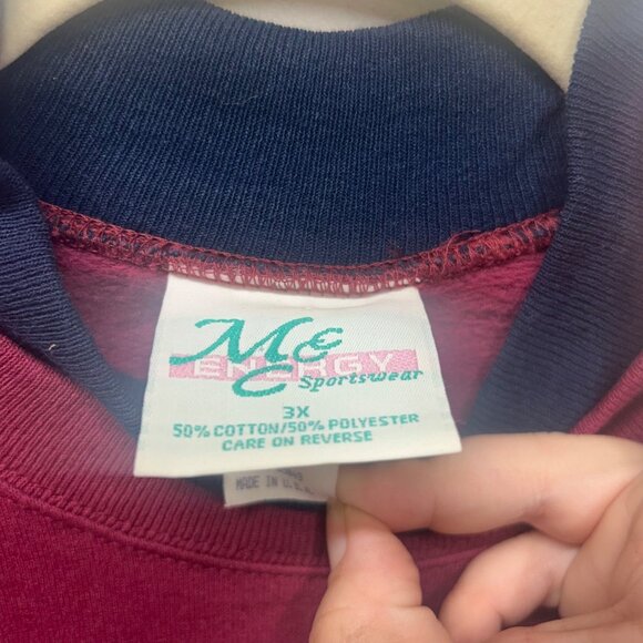 Vintage Burgundy Sweatshirt 3X Embroidered Scarecrow "If I Only Had A Brain" fal - Picture 3 of 9